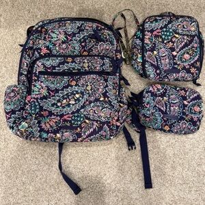 Vera Bradley Floral Backpack Set - Navy, Pink, Green